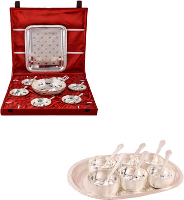 

G S Museum Pudding Set and Premium 6 Bowl Set with Oval Tray Bowl Spoon Tray Serving Set(Pack of 22)