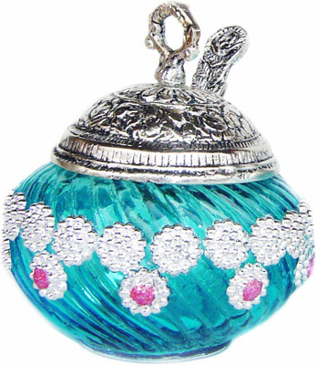 Rastogi Handicrafts Glass Decorative Platter(Blue) Rastogi Handicrafts Glass Decorative Platter(Blue)