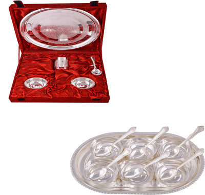 

G S Museum Small Thali Set and 6 Square Bowl with Spoon and Tray Bowl Spoon Tray Serving Set(Pack of 18)