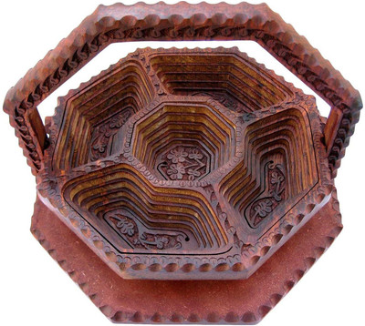 AbheyArts dry-fruit foldable 12" Wooden Decorative Platter(Brown)