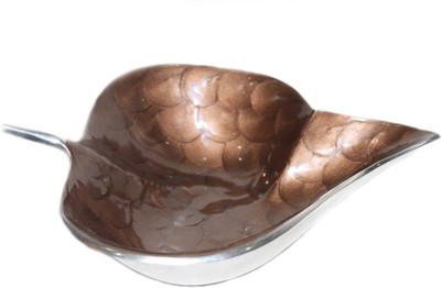 

sarvsiddhi Leaf Shape Designer Deep Platter - Brown Aluminium Decorative Platter(Silver, Brown)