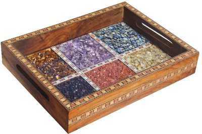 36% OFF on Handicrafts Paradise Gemstone Shisham Tray Pssw 14009 Glass, Stoneware, Wooden Decorative Platter(Multicolor)