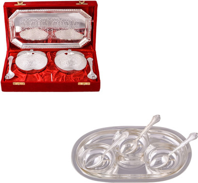 

G S Museum 2 Appel Bowl With Spoon and Tray and 3 Square Bowl with Spoon and Tray Bowl Spoon Tray Serving Set