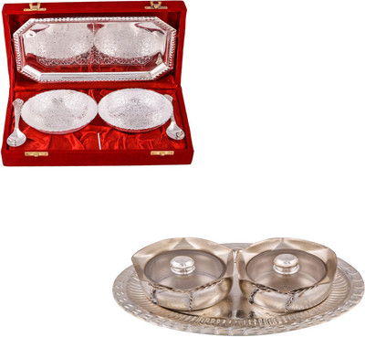 G S Museum 2 Mor Bowl with Spoon and Tray and 2 Small Tai Loti Set Bowl Spoon Tray Serving Set