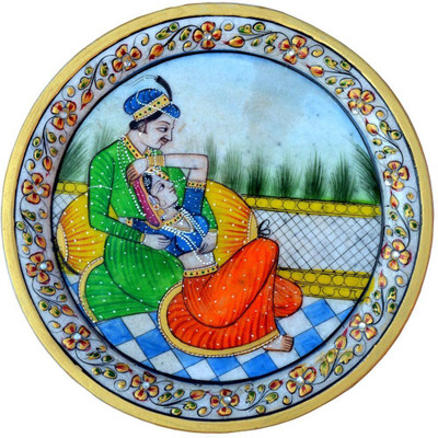 

Chitra Handicraft Marble Plate Akabr Jodha Stoneware Decorative Platter(Multicolor)
