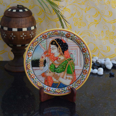 

eCraftIndia Stoneware Decorative Platter(Multicolor)