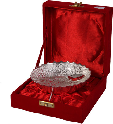 JT International German Silver Bowl Tray Serving Set(Pack of 2)