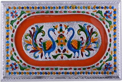 

Shreeng Shreeng Handicraft 12x8 Silver Meena Dry Fruit/ Multipurpose Box (20cmX30cmX7cm) Wooden Decorative Platter(Multicolor)