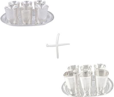 

G S Museum Silver Plated Decorative Platter(Silver, Pack of 14)