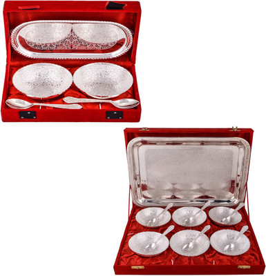 G S Museum 2 Flower Bowl with Spoon and Tray and 6 Mor Bowl with Spoon and Tray Bowl Spoon Tray Serving Set
