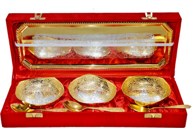 35% OFF on Marusthali Box Packing Brass Decorative Platter(Gold, Pack of 7)