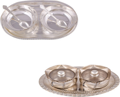 

G S Museum 2 6" Bowl with Spoon and Tray and 2 Small Tai Loti Set Bowl Spoon Tray Serving Set