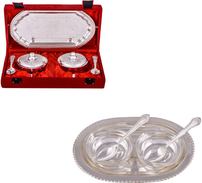 

G S Museum Supari Set with Spoon and 2 Square Bowl with Spoon and Tray Bowl Spoon Tray Serving Set
