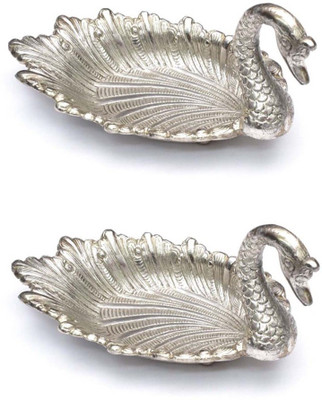 

Rci Handicrafts Swan shape duck for table d�cor Aluminium Decorative Platter(Silver, Pack of 2)