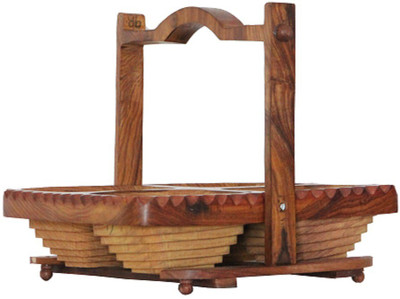 

Apkamart Handcrafted Multipurpose Wooden Tray Wooden Decorative Platter(Brown)