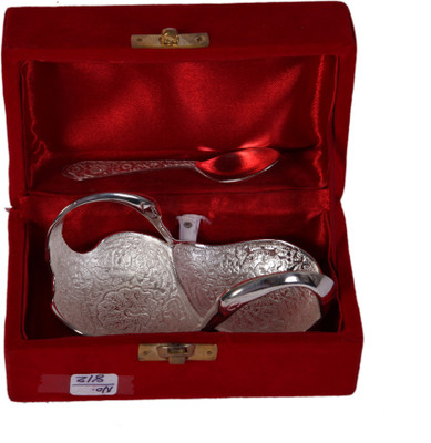 

JT International German Silver Bowl Tray Serving Set(Pack of 2)