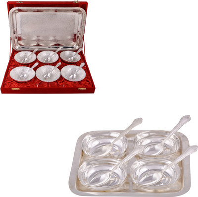 

G S Museum 6 Mor Bowl with Spoon and Tray and 4 Square Bowl with Spoon and Tray Bowl Spoon Tray Serving Set(Pack of 22)