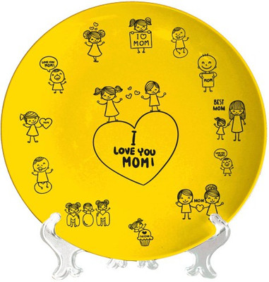 4% OFF on Giftsmate Cute Fun With Mommy Ceramic Decorative Platter(Yellow)