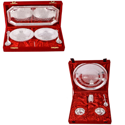 

G S Museum 2 Mor Bowl with Spoon and Tray and Small Thali Set Bowl Spoon Tray Serving Set