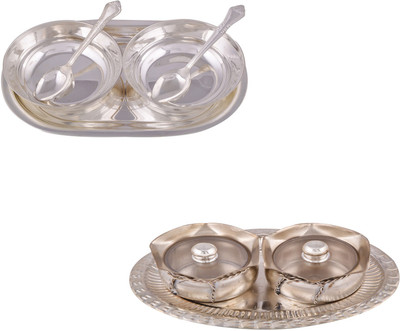 

G S Museum 2 5" Bowl with Spoon and Tray and 2 Small Tai Loti Set Bowl Spoon Tray Serving Set