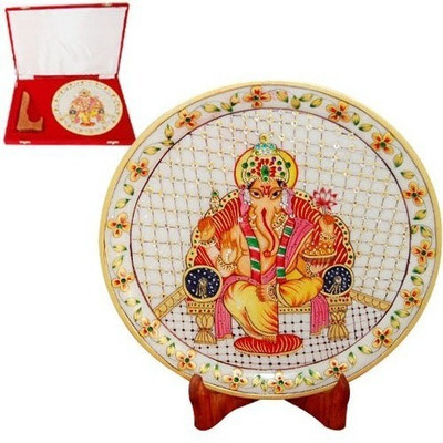 

Shreeng Marble Ganesha Plate Stoneware Decorative Platter(Multicolor)