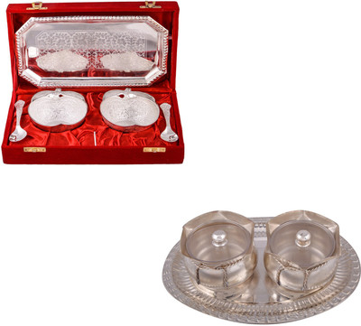 

G S Museum 2 Appel Bowl With Spoon and Tray and 2 Big Tai Loti Set Bowl Spoon Tray Serving Set