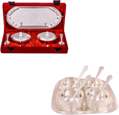 

G S Museum Supari Set with Spoon and Premium 4 Bowl Set with Rectangle Tray Bowl Spoon Tray Serving Set