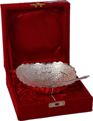 

JT International German Silver Bowl Tray Serving Set(Pack of 2)