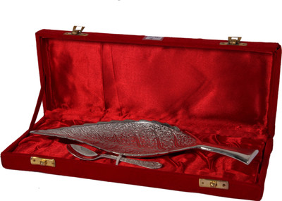 

JT International German Silver Bowl Tray Serving Set(Pack of 2)