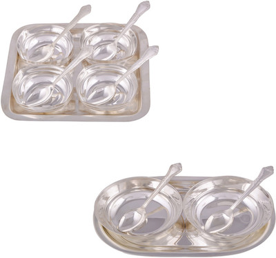 

G S Museum 4 Square Bowl with Spoon and Tray and 2 5" Bowl with Spoon and Tray Bowl Spoon Tray Serving Set