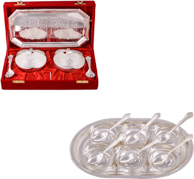 

G S Museum 2 Appel Bowl With Spoon and Tray and 6 Square Bowl with Spoon and Tray Bowl Spoon Tray Serving Set