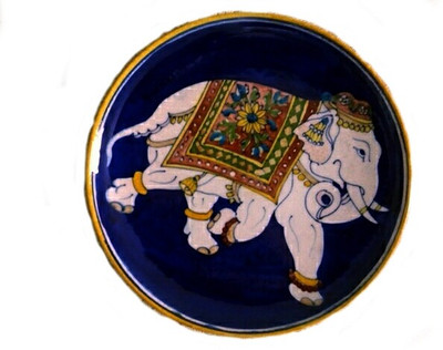 

Blue Decor Pottery Decorative Platter(Multicolor)