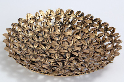 

Muhenera Steel Decorative Platter(Brown, Gold)