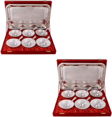 

G S Museum 6 Mor Bowl with Spoon and Tray 2 Sets Bowl Spoon Tray Serving Set(Pack of 26)