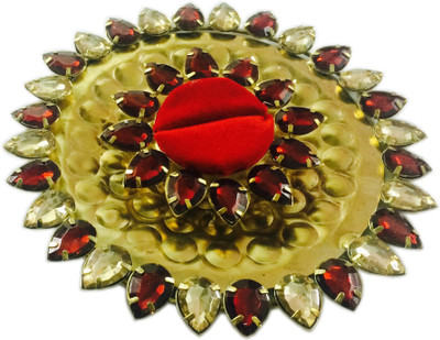 

loopsnknots Iron Decorative Platter(Red, Gold)