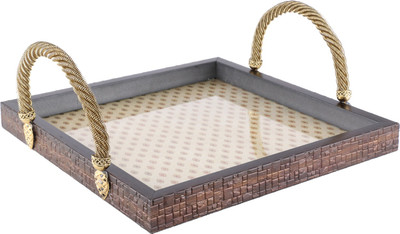 

HASTKALA Wooden Decorative Platter(Brown)
