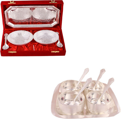 

G S Museum 2 Mor Bowl with Spoon and Tray and Premium 4 Bowl Set with Rectangle Tray Bowl Spoon Tray Serving Set