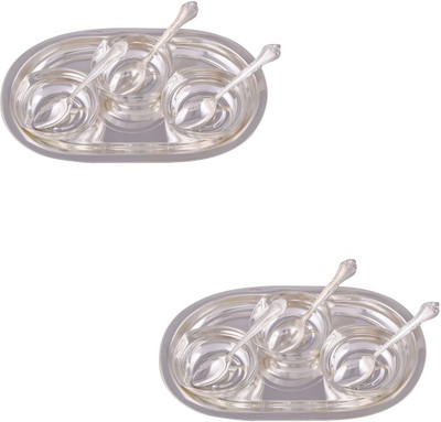 

G S Museum 3 Square Bowl with Spoon and Tray 2 Sets Bowl Spoon Tray Serving Set