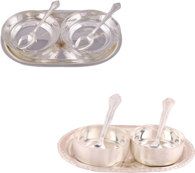 

G S Museum 2 5" Bowl with Spoon and Tray and Premium 2 Bowl Set with Oval Tray Bowl Spoon Tray Serving Set
