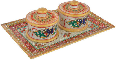 

Madhuraj Multicolour Dry Fruit Tray Set Gold Plated Decorative Platter(Multicolor, Pack of 3)