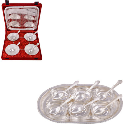 

G S Museum 4 Mor Bowl with Spoon and Tray and 6 Square Bowl with Spoon and Tray Bowl Spoon Tray Serving Set(Pack of 22)