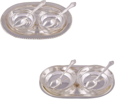 

G S Museum 2 Square Bowl with Spoon and Tray and 2 5" Bowl with Spoon and Tray Bowl Spoon Tray Serving Set