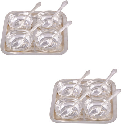

G S Museum 4 Square Bowl with Spoon and Tray 2 Sets Bowl Spoon Tray Serving Set