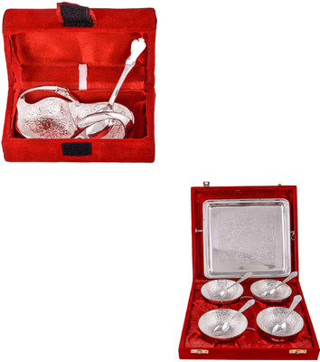

G S Museum Mini Duck Tray with Spoon and 4 Flower Bowl with Spoon and Tray Bowl Spoon Tray Serving Set