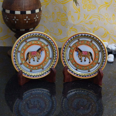 

eCraftIndia Stoneware Decorative Platter(Multicolor, Pack of 2)