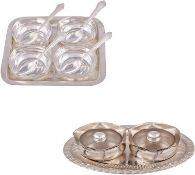 

G S Museum 4 Square Bowl with Spoon and Tray and 2 Small Tai Loti Set Bowl Spoon Tray Serving Set