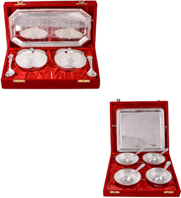 

G S Museum 2 Appel Bowl With Spoon and Tray and 4 Flower Bowl with Spoon and Tray Bowl Spoon Tray Serving Set