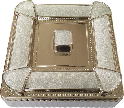 

Golddust Shine Dry fruit serving tray Plastic Decorative Platter(Silver)