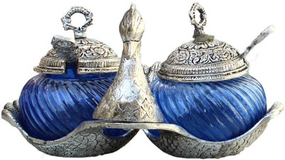 

AnD Artvilla Traditional Handicraft Metal Double Duck Bowl Aluminium, Crystal Decorative Platter(Multicolor)