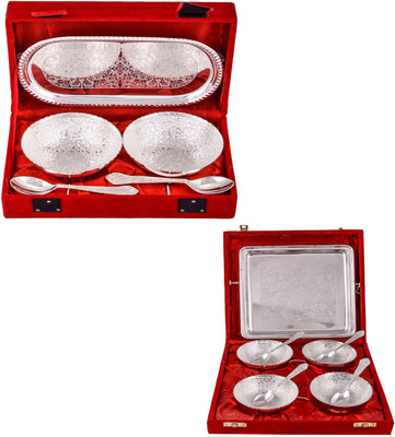 

G S Museum 2 Flower Bowl with Spoon and Tray and 4 Flower Bowl with Spoon and Tray Bowl Spoon Tray Serving Set